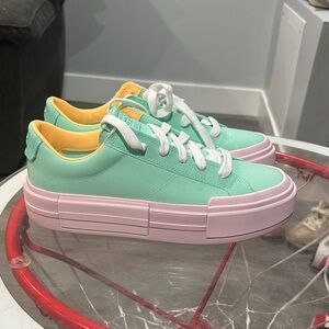 Mint Green and Pink Converse Sneakers